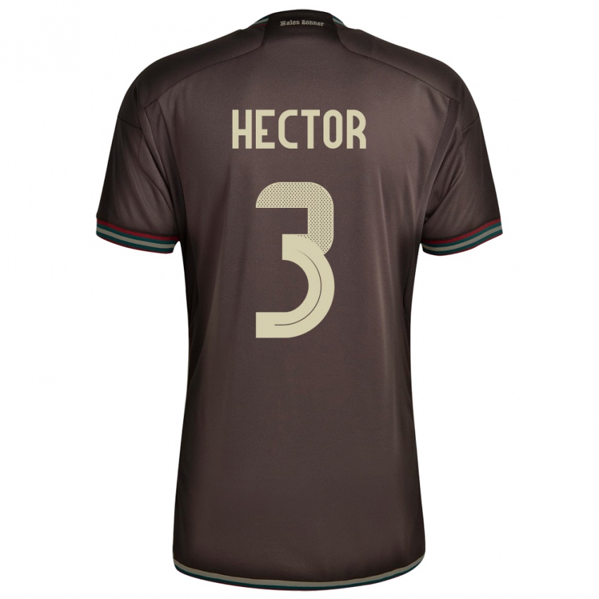 Homme Maillot Jamaïque Michael Hector #3 Brun Nuit Tenues Extérieur 24-26 T-Shirt Belgique