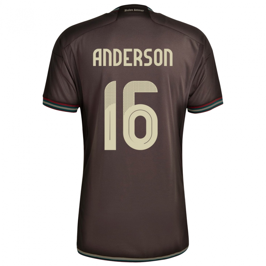Homme Maillot Jamaïque Karoy Anderson #16 Brun Nuit Tenues Extérieur 24-26 T-Shirt Belgique