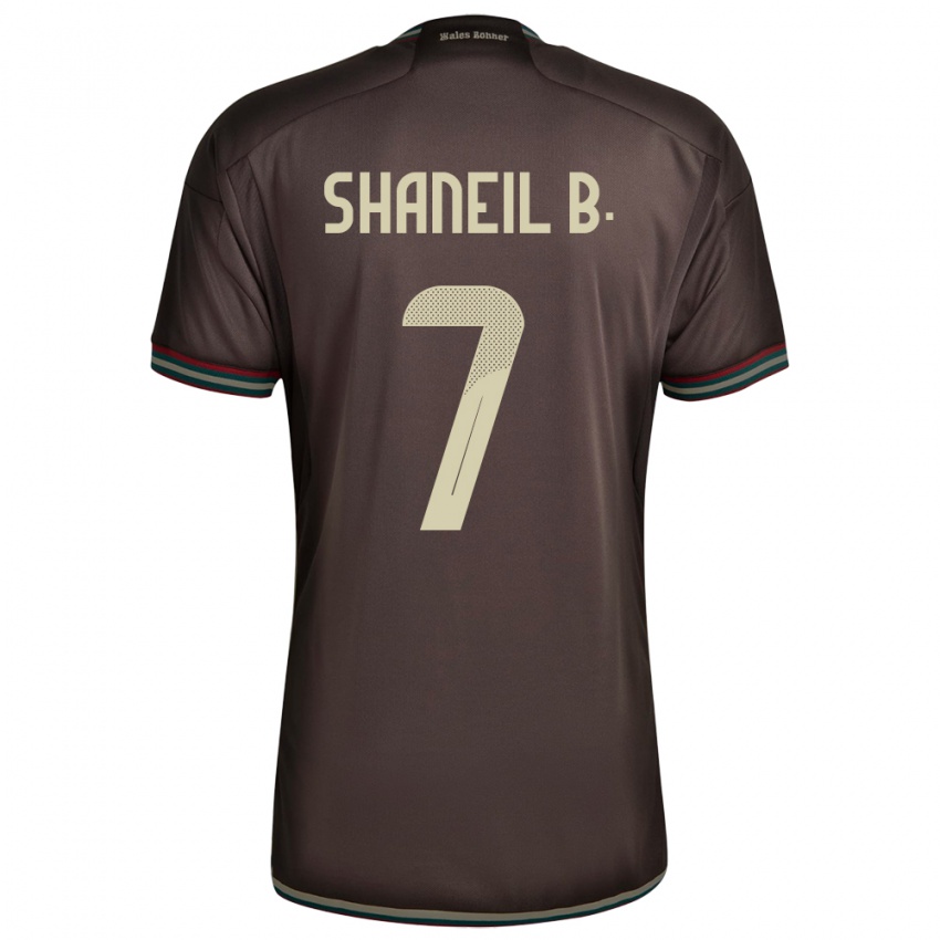 Homme Maillot Jamaïque Shaneil Buckley #7 Brun Nuit Tenues Extérieur 24-26 T-Shirt Belgique