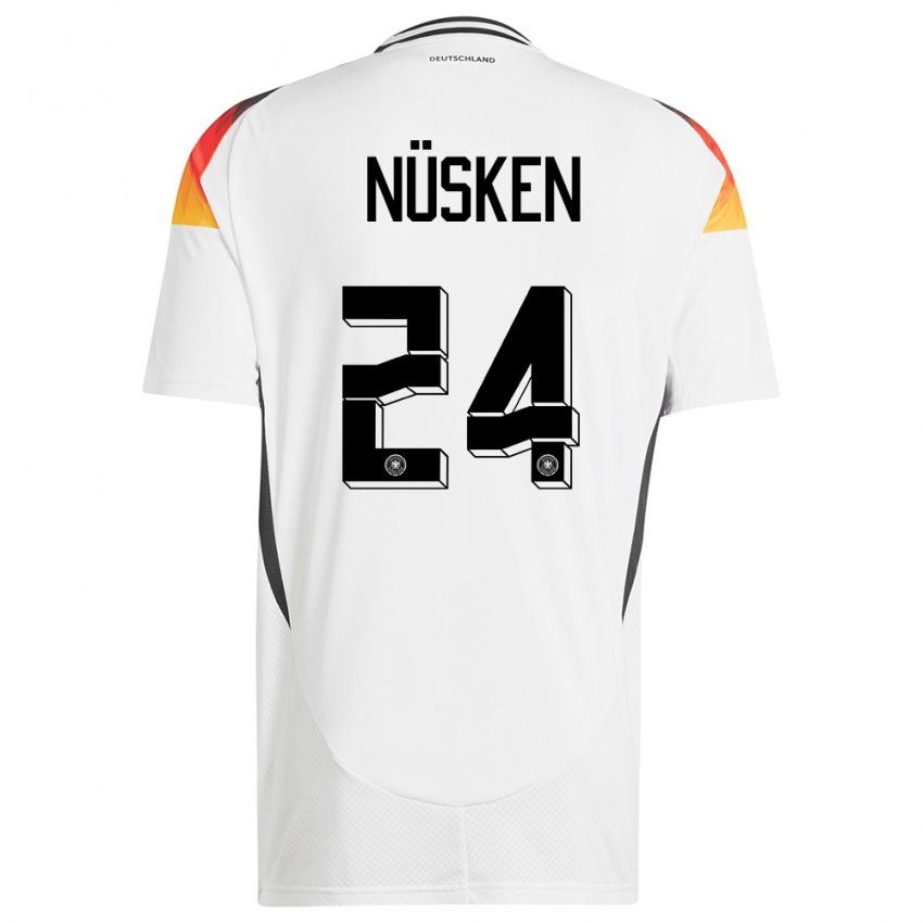 Damen Deutschland Sjoeke Nusken #24 Weiß Heimtrikot Trikot 24-26 T-Shirt Belgien