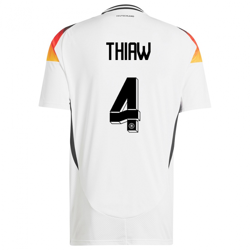Damen Deutschland Malick Thiaw #4 Weiß Heimtrikot Trikot 24-26 T-Shirt Belgien
