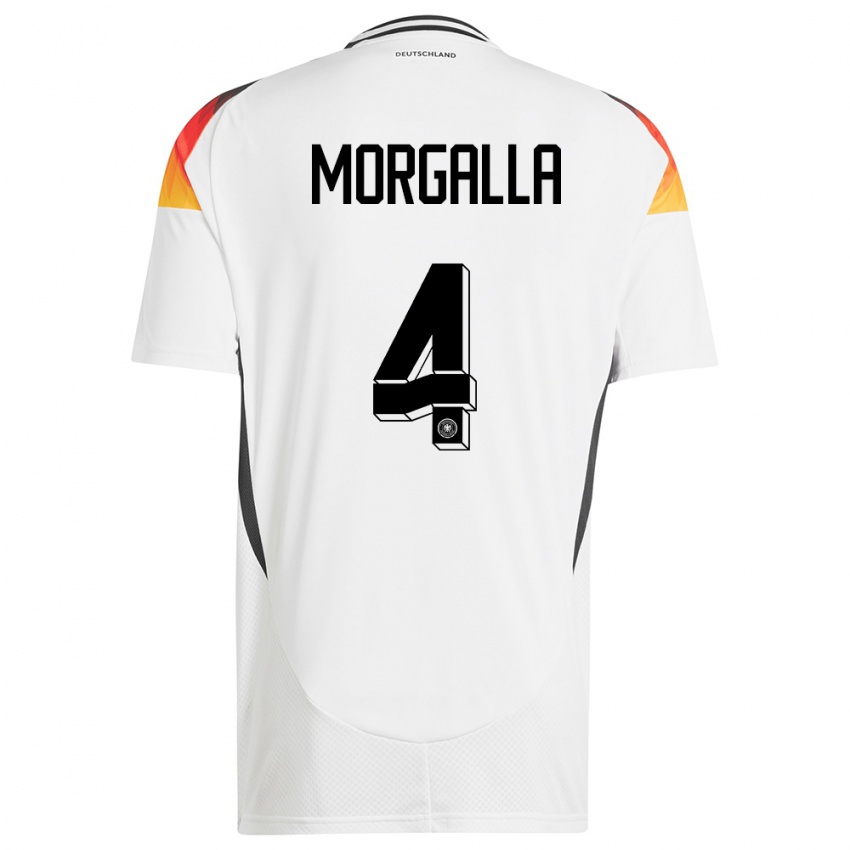Damen Deutschland Leandro Morgalla #4 Weiß Heimtrikot Trikot 24-26 T-Shirt Belgien
