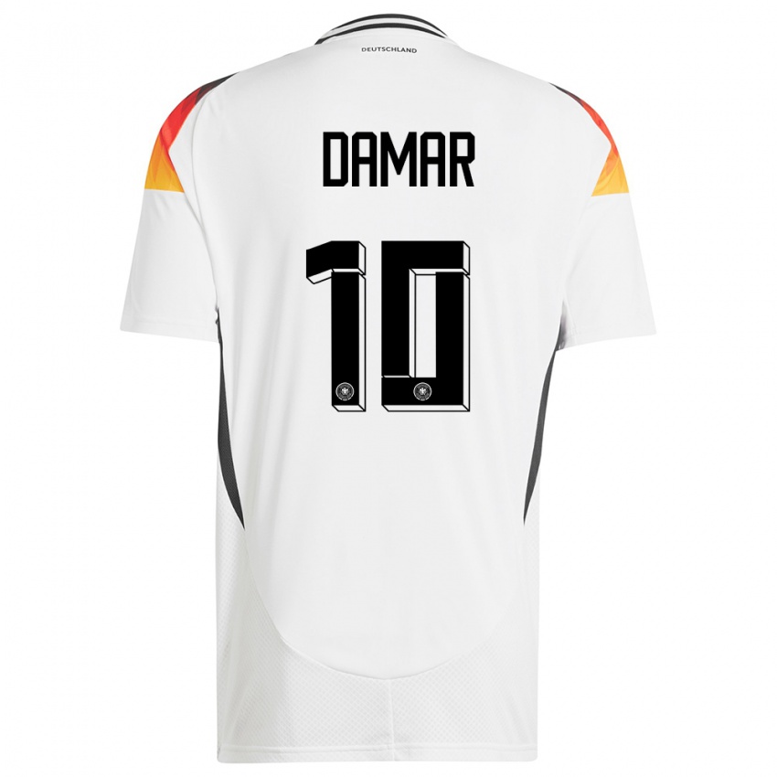 Damen Deutschland Muhammed Damar #10 Weiß Heimtrikot Trikot 24-26 T-Shirt Belgien