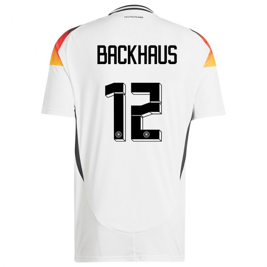 Dames Duitsland Mio Backhaus #12 Wit Thuisshirt Thuistenue 24-26 T-Shirt België