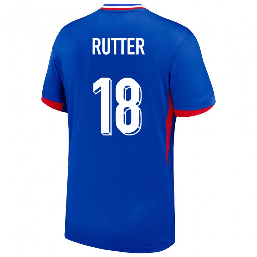 Damen Frankreich Georginio Rutter #18 Blau Heimtrikot Trikot 24-26 T-Shirt Belgien