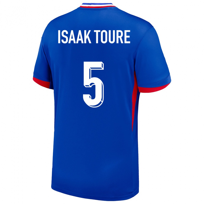 Femme Maillot France Souleymane Isaak Toure #5 Bleu Tenues Domicile 24-26 T-Shirt Belgique