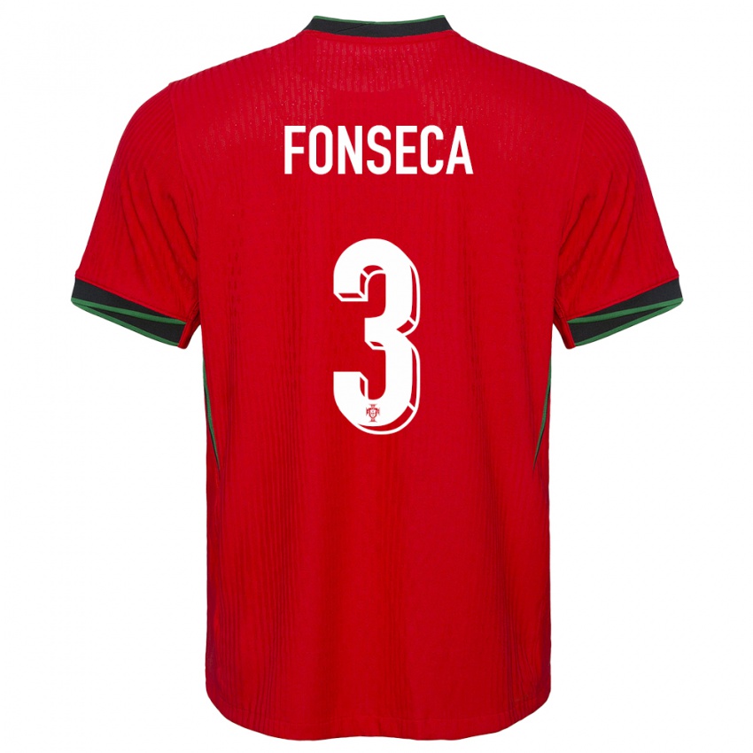 Dames Portugal Joao Fonseca #3 Rood Thuisshirt Thuistenue 24-26 T-Shirt België