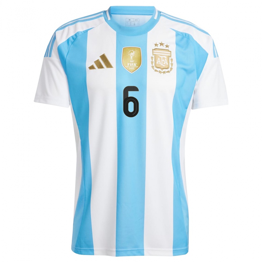 Damen Argentinien Franco Carboni #6 Weiß Blau Heimtrikot Trikot 24-26 T-Shirt Belgien