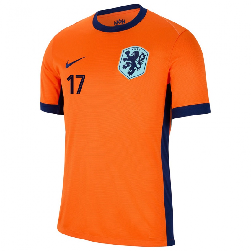 Femme Maillot Pays-Bas Yoram Boerhout #17 Orange Tenues Domicile 24-26 T-Shirt Belgique