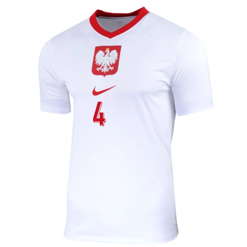 Damen Polen Milosz Matysik #4 Weiß Heimtrikot Trikot 24-26 T-Shirt Belgien