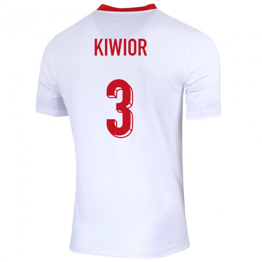 Femme Maillot Pologne Jakub Kiwior #3 Blanc Tenues Domicile 24-26 T-Shirt Belgique