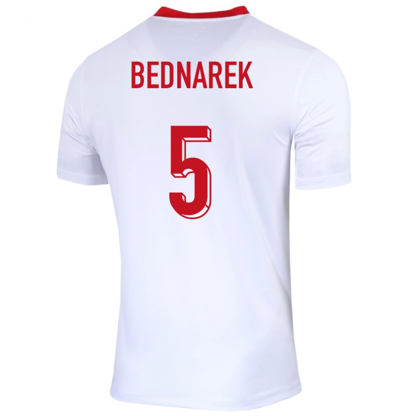 Femme Maillot Pologne Jan Bednarek #5 Blanc Tenues Domicile 24-26 T-Shirt Belgique