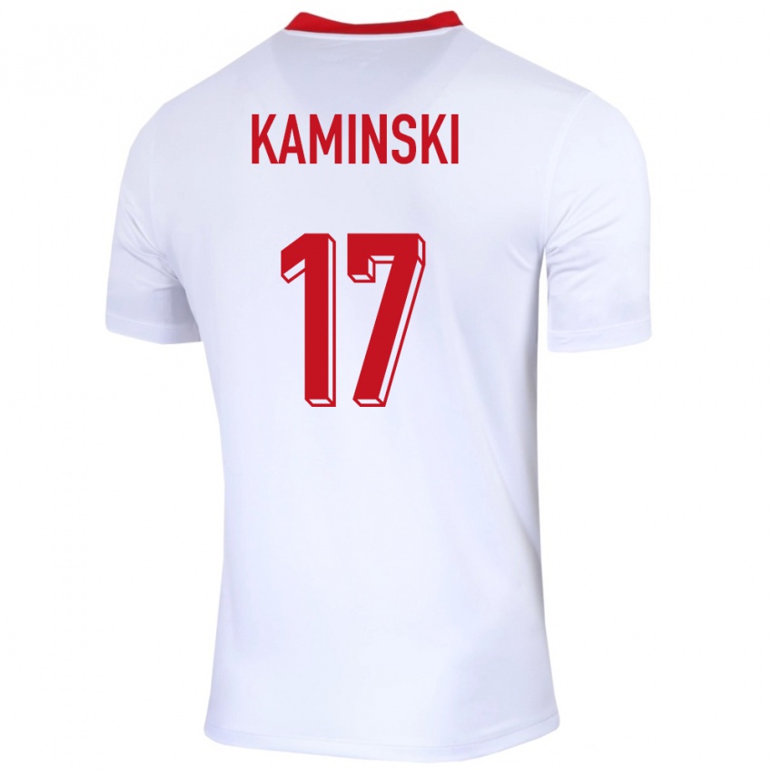Damen Polen Jakub Kaminski #17 Weiß Heimtrikot Trikot 24-26 T-Shirt Belgien
