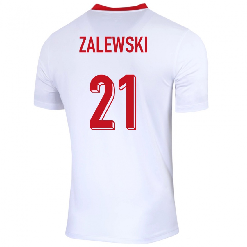 Damen Polen Nicola Zalewski #21 Weiß Heimtrikot Trikot 24-26 T-Shirt Belgien