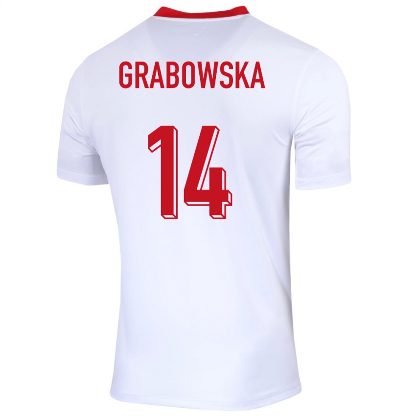 Damen Polen Dominika Grabowska #14 Weiß Heimtrikot Trikot 24-26 T-Shirt Belgien