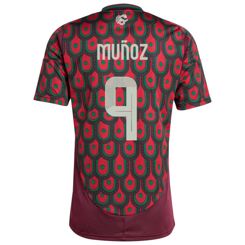 Dames Mexico Santiago Munoz #9 Kastanjebruin Thuisshirt Thuistenue 24-26 T-Shirt België