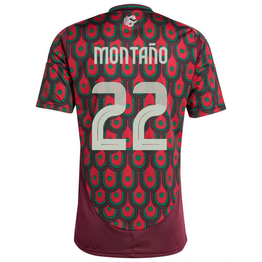 Dames Mexico Andres Montano #22 Kastanjebruin Thuisshirt Thuistenue 24-26 T-Shirt België