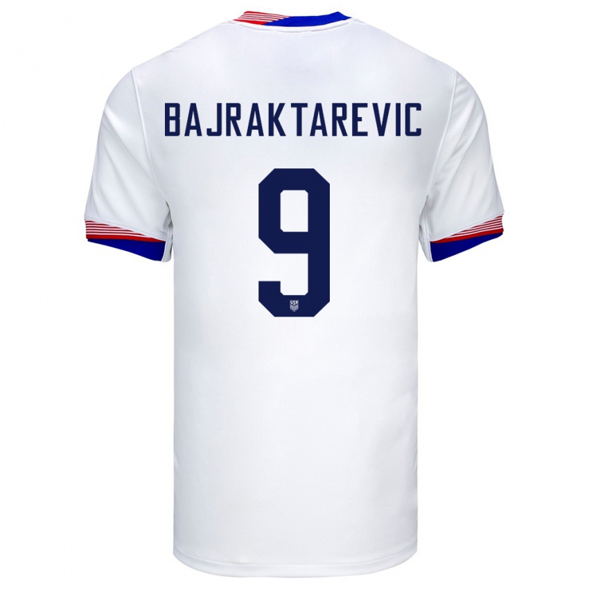 Damen Vereinigte Staaten Esmir Bajraktarevic #9 Weiß Heimtrikot Trikot 24-26 T-Shirt Belgien