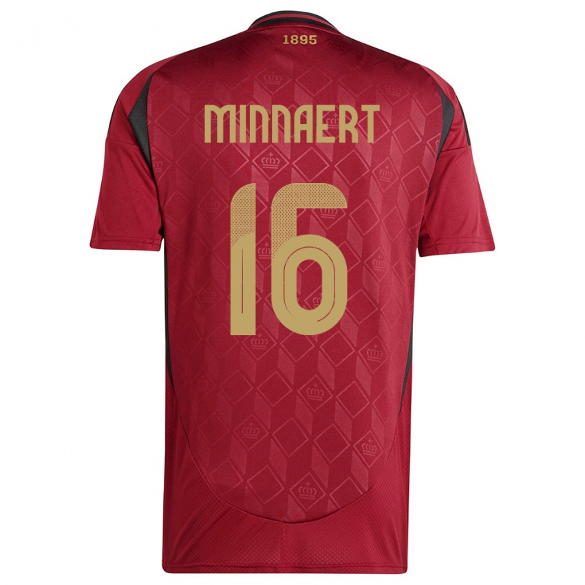 Damen Belgien Marie Minnaert #16 Burgund Heimtrikot Trikot 24-26 T-Shirt Belgien