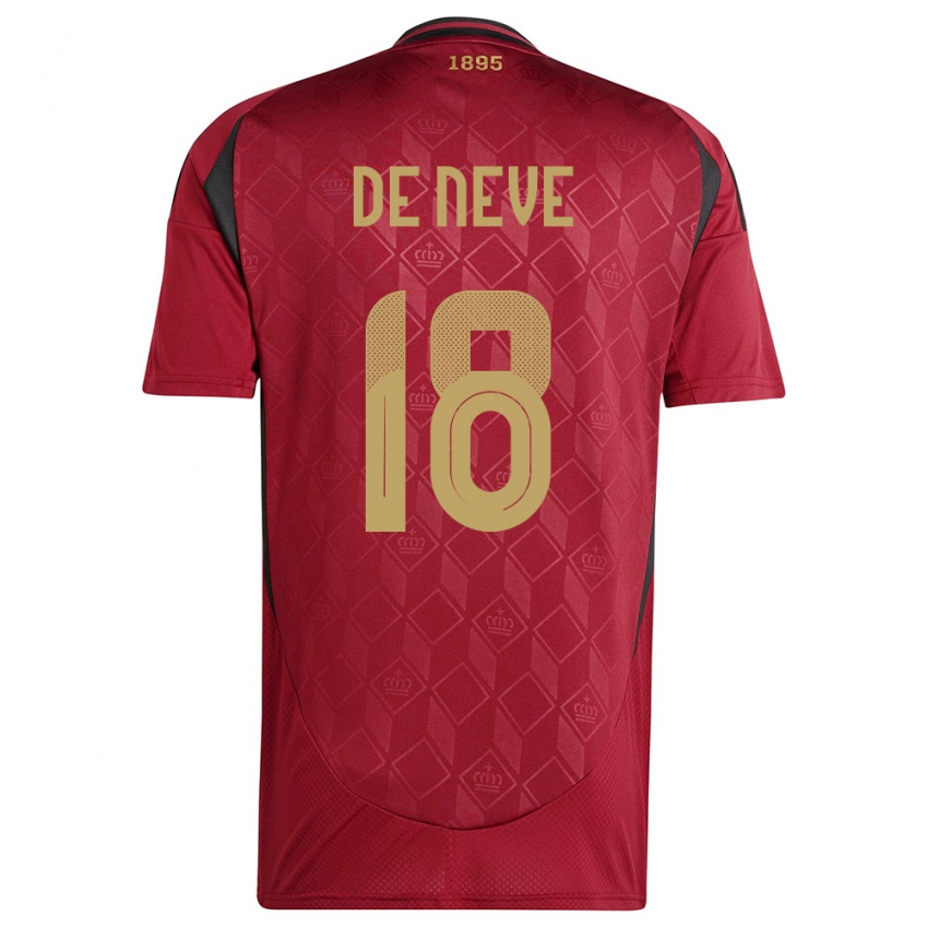 Damen Belgien Laura De Neve #18 Burgund Heimtrikot Trikot 24-26 T-Shirt Belgien