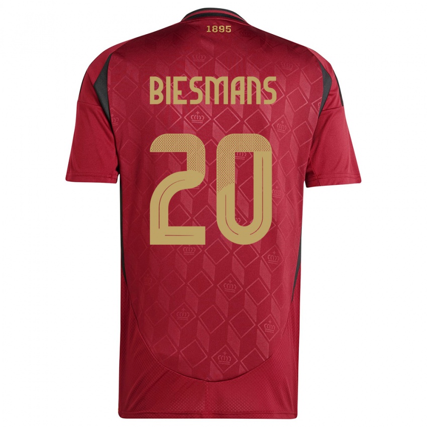 Damen Belgien Julie Biesmans #20 Burgund Heimtrikot Trikot 24-26 T-Shirt Belgien