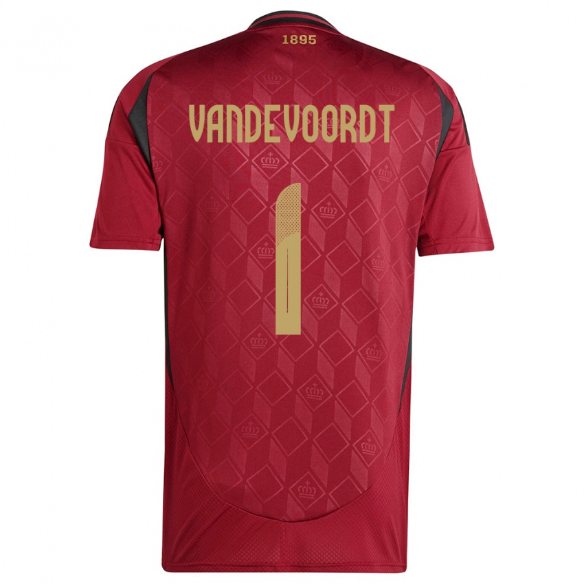 Damen Belgien Maarten Vandevoordt #1 Burgund Heimtrikot Trikot 24-26 T-Shirt Belgien