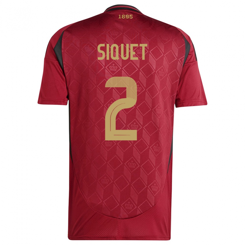 Damen Belgien Hugo Siquet #2 Burgund Heimtrikot Trikot 24-26 T-Shirt Belgien