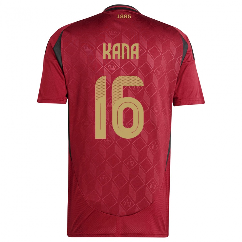 Damen Belgien Marco Kana #16 Burgund Heimtrikot Trikot 24-26 T-Shirt Belgien