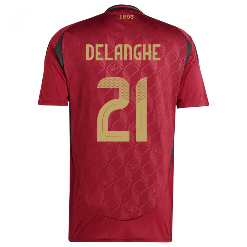 Damen Belgien Maxime Delanghe #21 Burgund Heimtrikot Trikot 24-26 T-Shirt Belgien