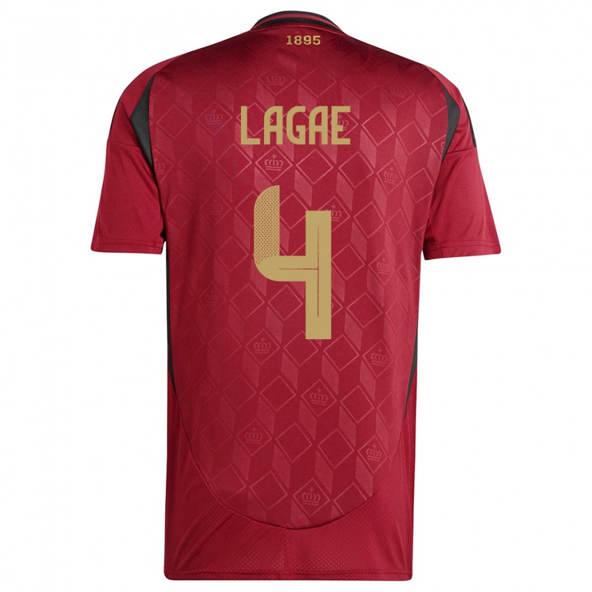 Damen Belgien Bram Lagae #4 Burgund Heimtrikot Trikot 24-26 T-Shirt Belgien