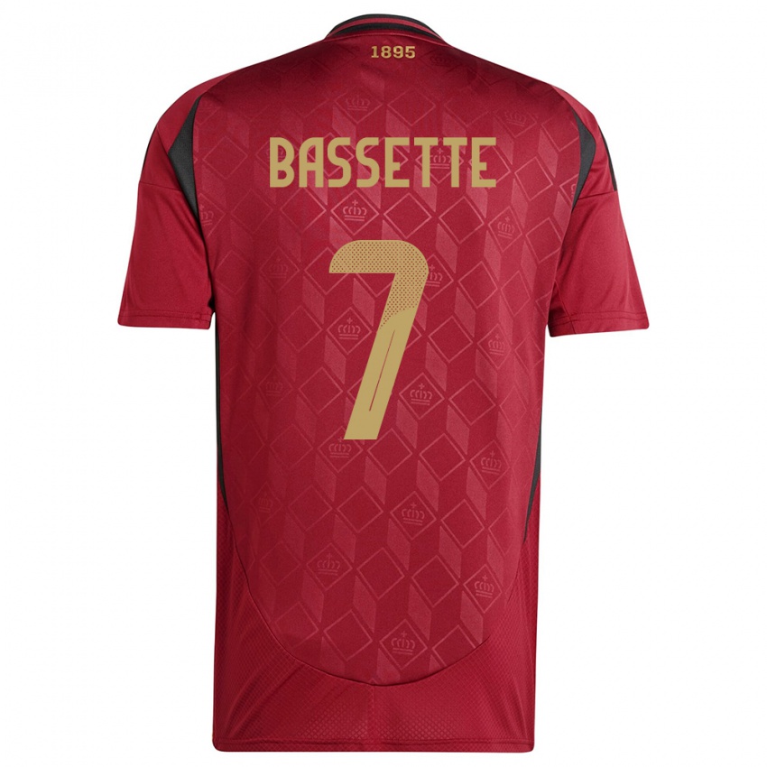 Damen Belgien Norman Bassette #7 Burgund Heimtrikot Trikot 24-26 T-Shirt Belgien