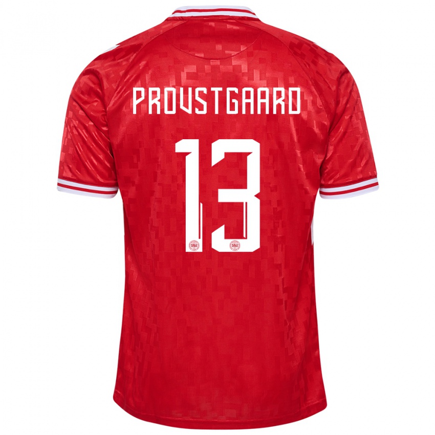 Damen Dänemark Oliver Provstgaard #13 Rot Heimtrikot Trikot 24-26 T-Shirt Belgien