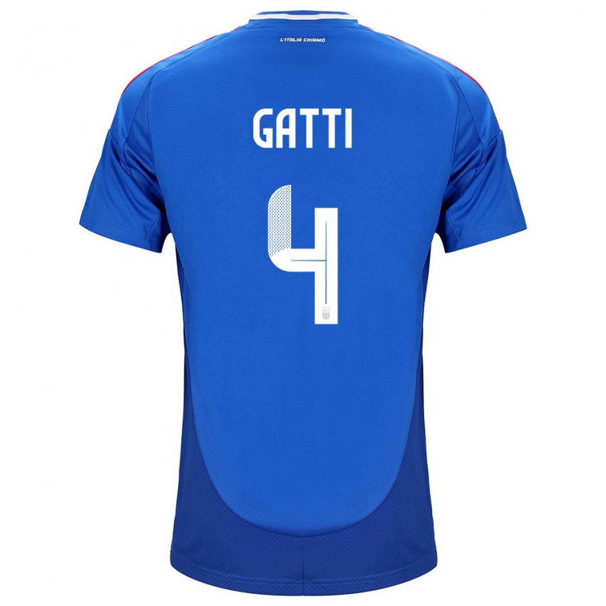 Damen Italien Federico Gatti #4 Blau Heimtrikot Trikot 24-26 T-Shirt Belgien