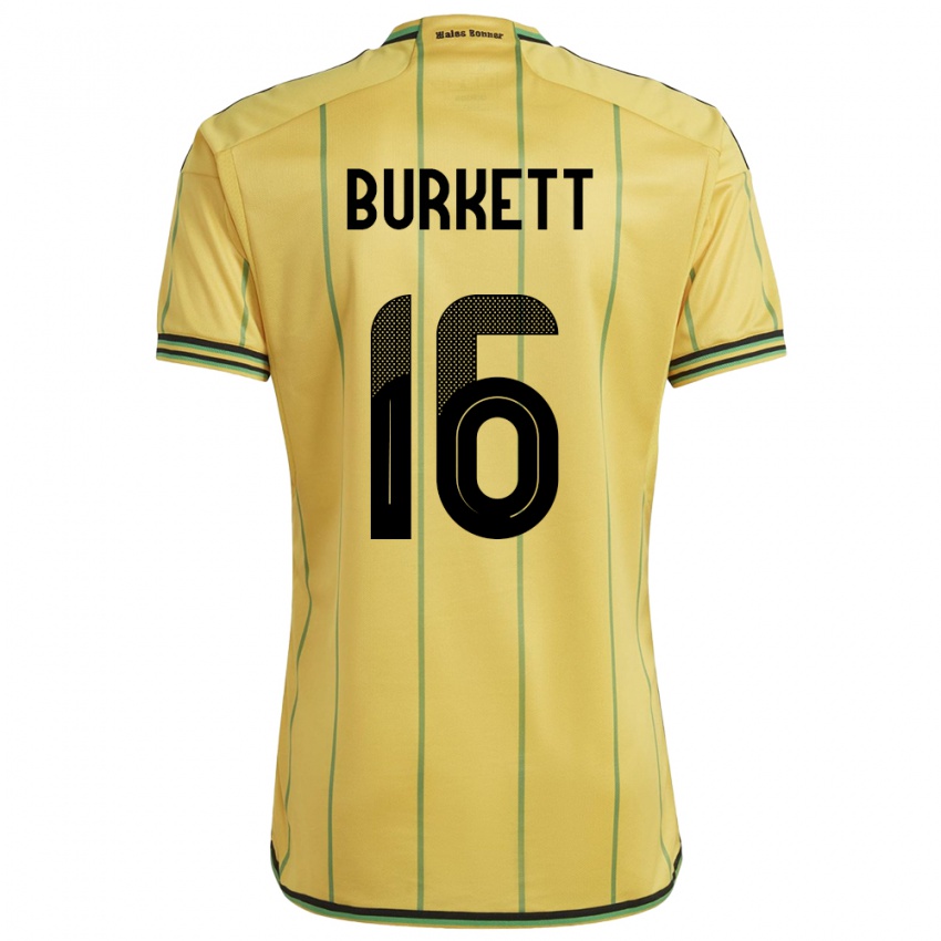 Damen Jamaika Brian Burkett #16 Gelb Heimtrikot Trikot 24-26 T-Shirt Belgien