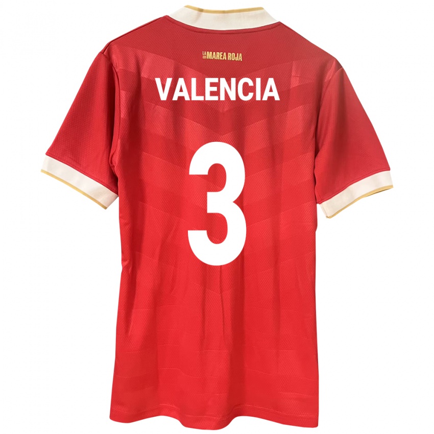 Femme Maillot Panama Omar Valencia #3 Rouge Tenues Domicile 24-26 T-Shirt Belgique
