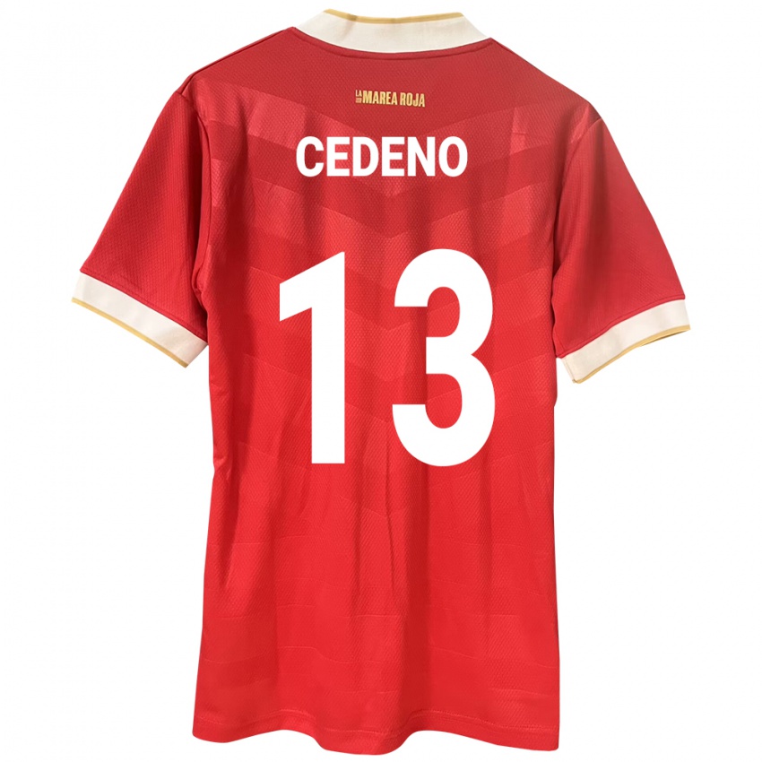 Dames Panama Edward Cedeño #13 Rood Thuisshirt Thuistenue 24-26 T-Shirt België