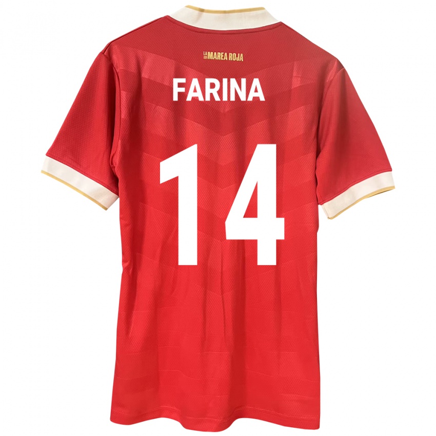 Femme Maillot Panama Edgardo Fariña #14 Rouge Tenues Domicile 24-26 T-Shirt Belgique