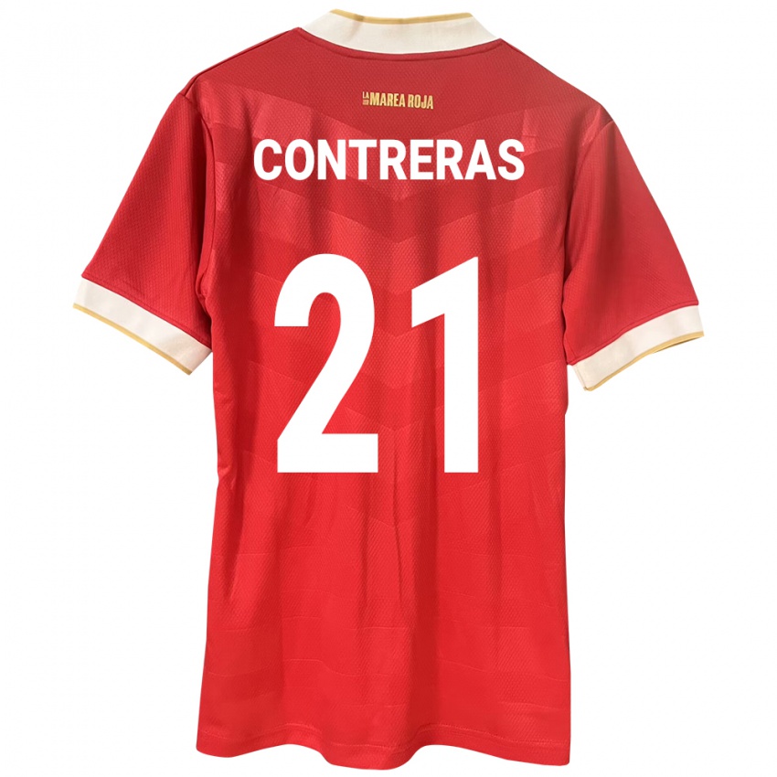 Dames Panama Davis Contreras #21 Rood Thuisshirt Thuistenue 24-26 T-Shirt België