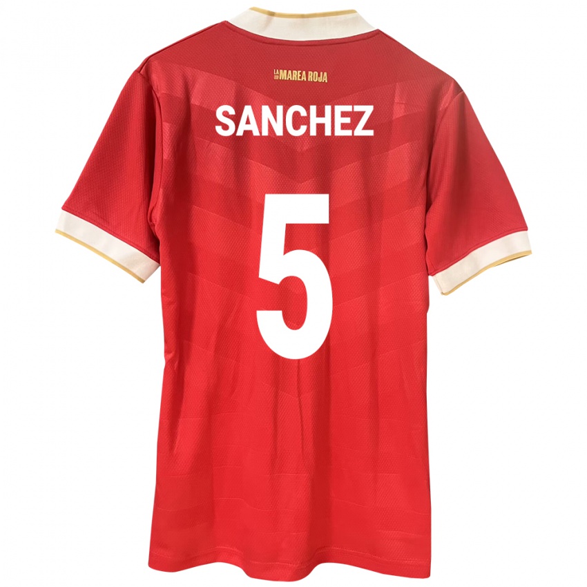 Damen Panama Leydis Sánchez #5 Rot Heimtrikot Trikot 24-26 T-Shirt Belgien
