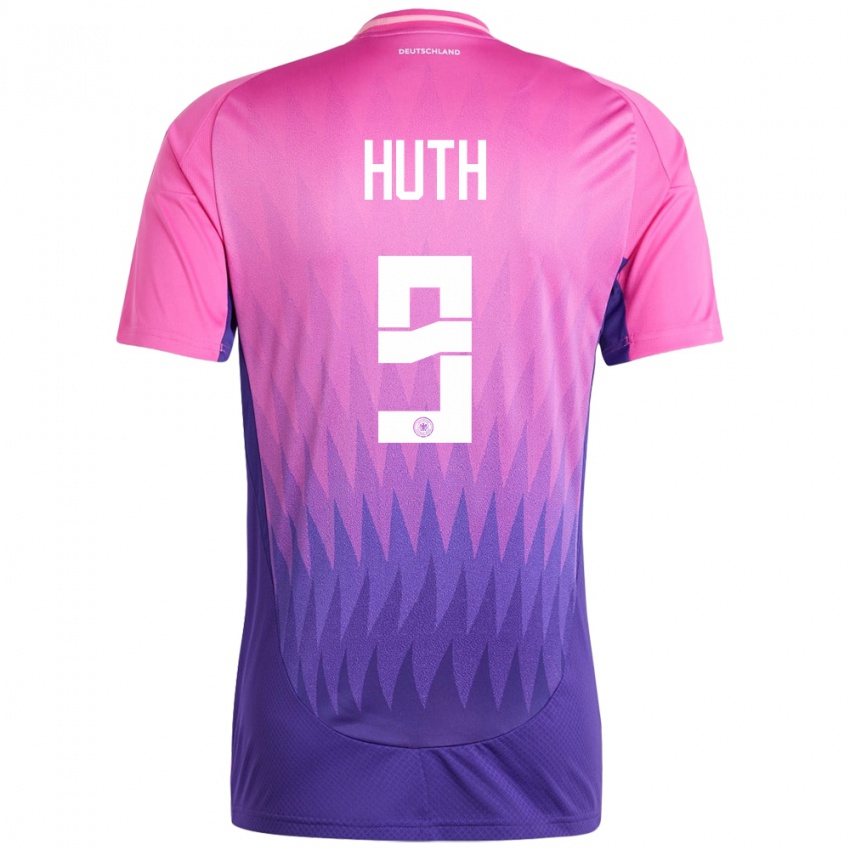 Damen Deutschland Svenja Huth #9 Pink Lila Auswärtstrikot Trikot 24-26 T-Shirt Belgien