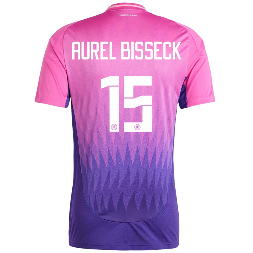 Dames Duitsland Yann Aurel Bisseck #15 Roze Paars Uitshirt Uittenue 24-26 T-Shirt België