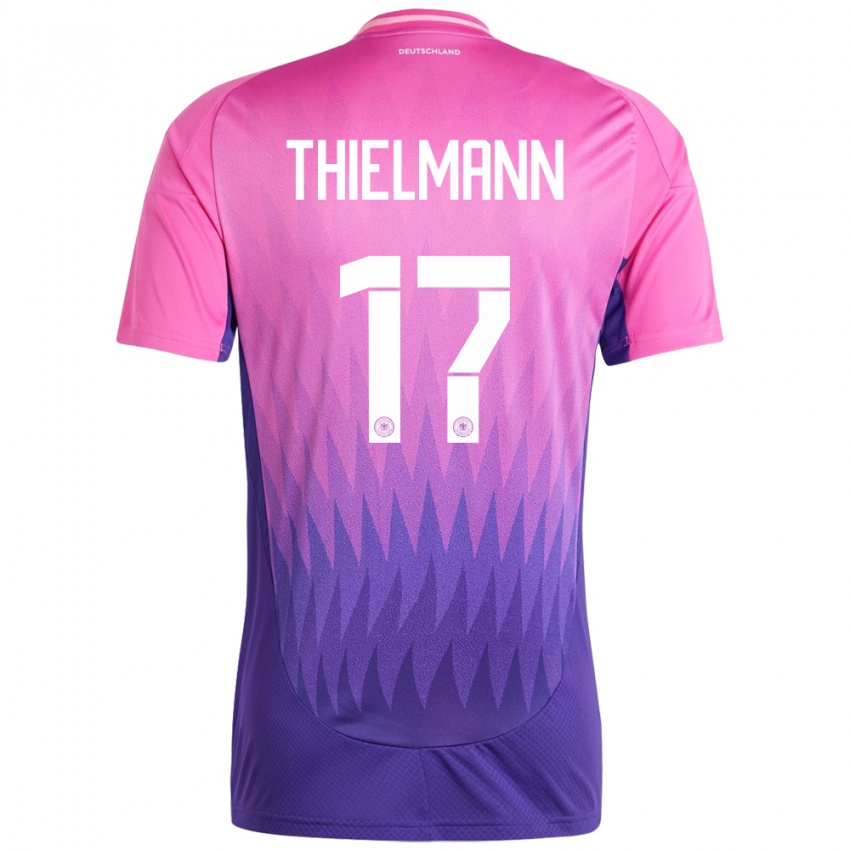 Damen Deutschland Jan Thielmann #17 Pink Lila Auswärtstrikot Trikot 24-26 T-Shirt Belgien