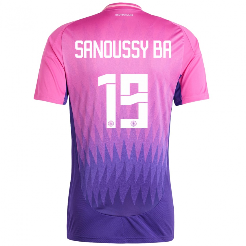 Damen Deutschland Sanoussy Ba #19 Pink Lila Auswärtstrikot Trikot 24-26 T-Shirt Belgien