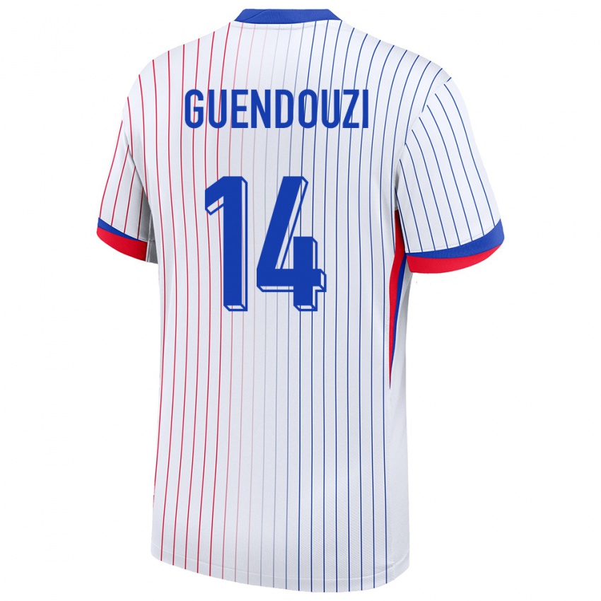 Damen Frankreich Matteo Guendouzi #14 Weiß Auswärtstrikot Trikot 24-26 T-Shirt Belgien