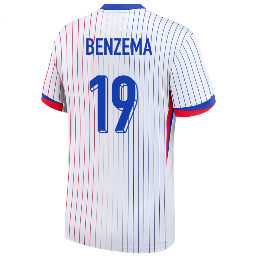 Damen Frankreich Karim Benzema #19 Weiß Auswärtstrikot Trikot 24-26 T-Shirt Belgien