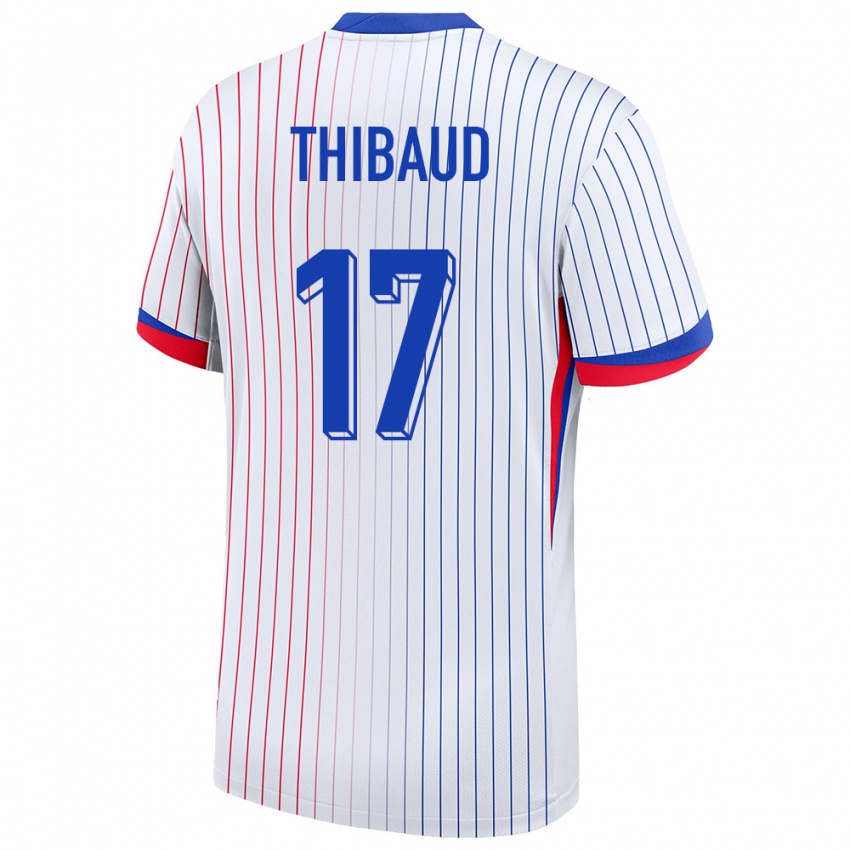 Damen Frankreich Julie Thibaud #17 Weiß Auswärtstrikot Trikot 24-26 T-Shirt Belgien