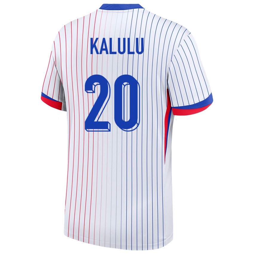 Dames Frankrijk Pierre Kalulu #20 Wit Uitshirt Uittenue 24-26 T-Shirt België