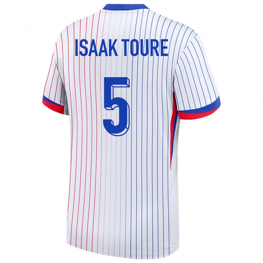 Dames Frankrijk Souleymane Isaak Toure #5 Wit Uitshirt Uittenue 24-26 T-Shirt België