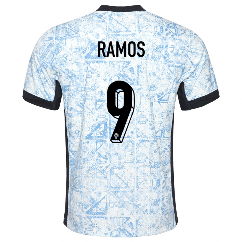 Dames Portugal Goncalo Ramos #9 Crème Blauw Uitshirt Uittenue 24-26 T-Shirt België