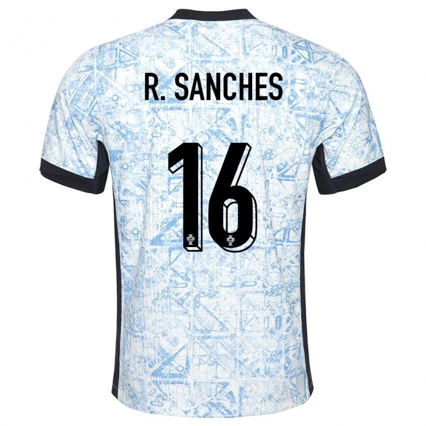Dames Portugal Renato Sanches #16 Crème Blauw Uitshirt Uittenue 24-26 T-Shirt België